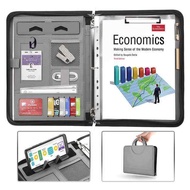 ＜901＞A4 Portable File Folder Zipped Folio Case Portfolio Holder Pu Leather Padfolio Case Business Ta