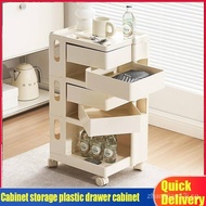 （Ready stock）[Free shipping]Cabinet storage Cream White Storage Cabinet plastic drawer cabinet drawer cabinet Side Table Bedside Cabinet Sofa Side Cabinet Trolley Storage Cabinet R