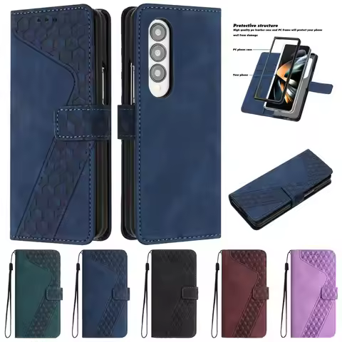 For Samsung Galaxy Z Fold3 5G Case 3D Geometric Wallet Case Samsung Galaxi ZFold 3 ZFold3 SM-F926B F
