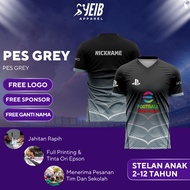 KIDS EFOOTBALL JERSEY PES GREY FULL PRINTING PRO EVOLUTION SOCCER JERSEY FREE NAPUNG, LOGO, SPONSOR