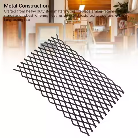 Fireplace Ember Retainer Heavy Duty Steel Ember Holder Mesh for Indoor Outdoor Pit Fireplace Grate E