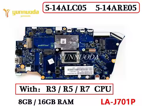 LA-J701P For Lenovo IdeaPad 5-14ALC05, 5-14ARE05 Laptop Motherboard With R3, R5 R7 CPU 8GB 16GB RAM 