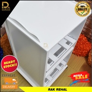 Rak Cabinet Wooden Kayu Serbaguna Simpan /Susun Rehal Storage Beroda Mudah Alih Warna Putih Almari Limited Edition