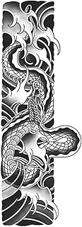 Temporary Tattoos,Japanese Style Wave Snake,Snake Tattoos,Water-Resistant,Real Tattoo Look,Resilienc