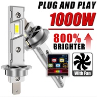 2pcs H1 LED Headlights 1000W Canbus No Error H1 LED Auto Fog Lamps CSP Chip  Wireless 1:1 Size LED B