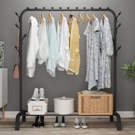 乐活时光 简易衣帽架落地衣架家用室内单杆式晾衣服架子挂衣架落地晒衣杆卧室多功能置物架 黑色110cm宽-双边树杈【店长推荐款！】
