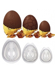 3入組巧克力模具,3d復活節蛋狀聚碳酸酯巧克力糖果點心烘焙甜點工具