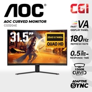 AOC 31.5" CQ32G4E Fast VA QHD HDR10 Adaptive Sync 180Hz 0.5ms Delta E<2 Frameless Curved Gaming Moni
