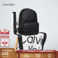 Calvin Klein Jeans男士校园风满版压印字母拉链ck大容量双肩包节日礼物HH2622 001-太空黑 OS