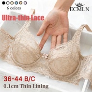 ECMLN Women's Ultra-thin Floral Lace Bra Sexy 0.1cm Thin Lining Underwire Support Bra Plus Size 36-4