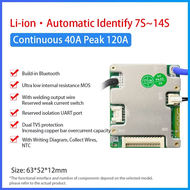 บอร์ดทรงตัว7-14S 40A JBD BMS อัจฉริยะ BT UART Li-Ion NMC LiFePo4 Bms ในตัว