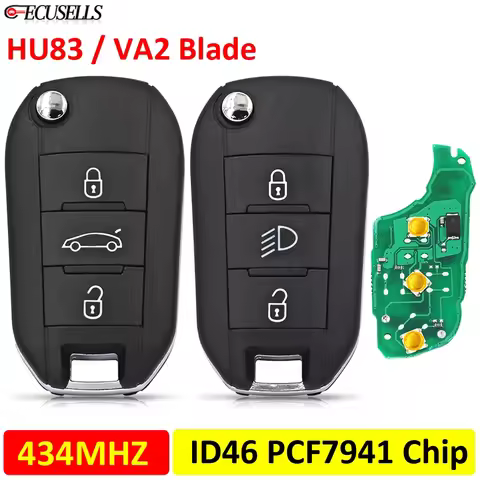 Ecusells Remote Car Key For Citroen C3 C4 Cactus Hella For Peugeot 208 301 508 5008 Expert 434MHZ ID