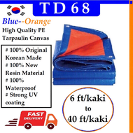 Biru Oren Kalis Air Blue Orange Waterproof Canvas Tarpaulin Sheet Canopy Camping Kanvas Khemah Pasar