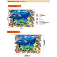 【SA wallpaper】 3D Sea Stickers Creative Dolphin Wall Stickers