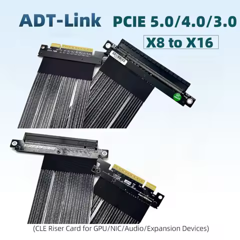 PCI-E 5.0 4.0 3.0 x8 Riser Cable Adapter x16 PCI-e 4.0 U2 8x to 16x Extender Cord for X8 To x16 Grap