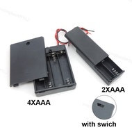 Black 2 4 Slot AAA Battery Holder Case Box 2xAAA 4XAAA 3v 6v 1.5v Leads ON/OFF Switch Cover Standard