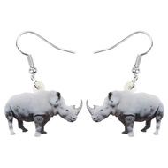DUOWEI Acrylic African Rhinoceros Rhino Earrings Dangle Drop Jewelry for Women Teens Lovers Fancy Gi