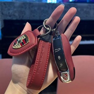 ▼ Bordeaux red leather Porsche key shell Cayenne macan911 Panamera 718/taycan car key cover