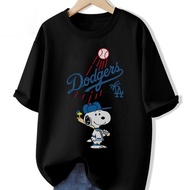 Unisex T-Shirt with Dodgers Baseball Snoopy Print for Sports Fans