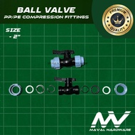 PE/PP Compression Fittings PN16 - Ball Valve size 1 1/4" (40mm); 1 1/2" (50mm); 2" (63mm)