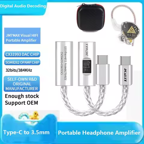 JCALLY JM7MAX Type-C to 3.5mm Dual DAC CX31993 SGM8262 Digital Audio Portable Decoding amp Hifi DAC