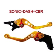 มือเบรดมือครัช มือเบรคมือครัชแต่ง ปรับระดับ ใส่ SONIC=DASH=LS=CBR สีทอง CNC