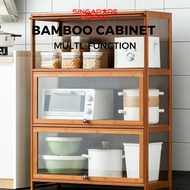 Wooden Kitchen Cupboard Transparent Multi Layer Multi Functional Storage Rack Kitchen Rack Book Shelf Sideboard Cabinet