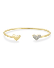 Ari Heart 18k Gold Vermeil Cuff Bracelet in White Diamond, Fine Jewelry for Women