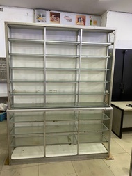 LEMARI TINGGI DISPLAY ETALASE KACA SUSUN PAJANGAN SECOND SEKEN BEKAS UK 185x40x240