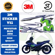 Sticker Cover Set Y15 YAMAHA Y15zr Coverset Stripe Y15 Body Cover Stiker Movistar 2016 Blue 3M Stick