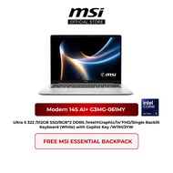 MSI Modern 14S AI+ G3MG-061MY Laptop (U5-322/8GB*2 DDR5/512GB SSD/Intel®  Graphics/14" FHD+/W11H/2YW