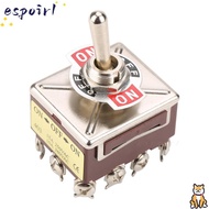 ESPOIR Rocker Switch, 12 Pin 12mm 3 Position Toggle Switch, Sturdy Design Mini Size 4PDT Self-lockin