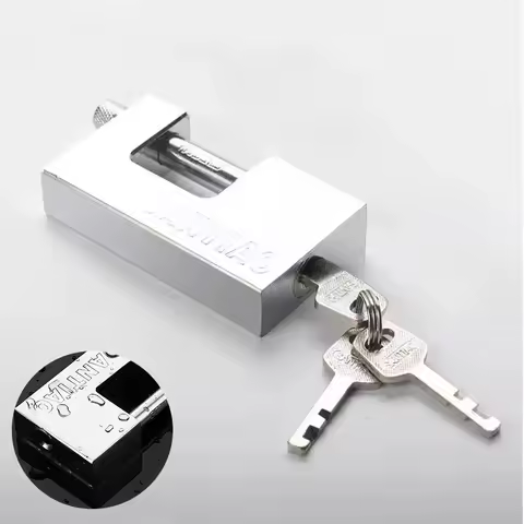 Padlock with Key, High Security 3 Keys Heavy Duty D-Shaped lock - Protect Garage Door, Containers, G