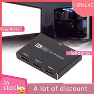 henlai Yctze 8K 30Hz 4K 144Hz 1x3 DisplayPort Splitter Triple MST SST Hub for Home Theater School Ho