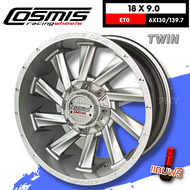 ล้อแม็กขอบ 18x9.0 6x130/139.7 ET0 ยี่ห้อ Cosmis รุ่น TWIN สี Sliver 🔥(ราคาต่อ1วง)🔥 (🛻ขายยกชุด4วงเท่านั้น ไม่ขายแยก) งานคุณภาพ รับประกันโครงสร้าง6ปี