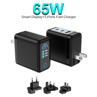 GaN 67W Ai Smart Digital Display UK EU US AU Wall Charger PD 3.0 Type C 3 ports USB Travel Mini Port