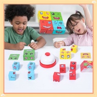 Emoji Cube Face Board Game Changing Building Blocks Wooden Puzzle Kids Gift