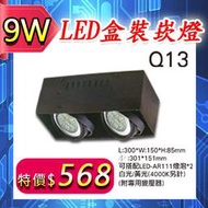 【阿倫燈具】(UQ13-9》LED 9W盒裝崁燈 無框 隱藏式 崁孔30*15公分 可調角度 可調光 另有燈泡燈管