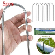5Pcs Metal Ground U Tent Pegs Gazebo Camping Tarpaulin Hooks Steel Tent Stake Camping Hiking Outdoor Nails Tent Accessories Durable Tool