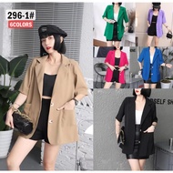Нsl Outerн Long Blazer For Women Plain Korean Style Short Sleeve Import