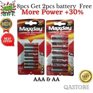 (8pcs Free 2pcs)Heavy Duty Carbon Battery Maxday 1.5v AAA or AA  /bateri AAA or AA