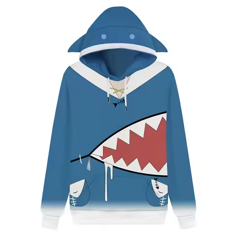 Hololive English VTuber Gawr Cosplay Gura Hoodie 3D Printed Sweatshirt Men Women Casual Ookami Mio P