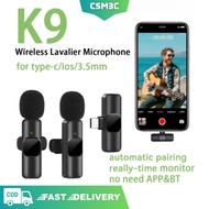 K9 Wireless Microphone Live Vlogging Clip-on Microphone for Video Recoding Interview Mikrofon untuk 