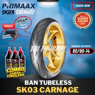 PRIMAAX SK03 CARNAGE TIRES Ring 14 PRIMAAX TIRES Ring 14 TUBELESS (80/90-14) AUTOMATIC MOTORCYCLE TI