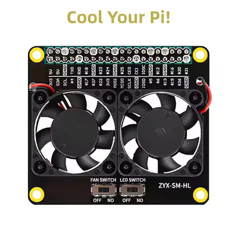 52Pi For Raspberry Pi LED Dual Cooling Fan Module GPIO Expansion Board For Raspberry Pi 4 Model B 3B