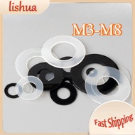 [LS-1]Nylon/PE Plastic Insulated Flat Washer M2M3M4-M12 (Black)  Nylon Washer PE Material Round Rubb