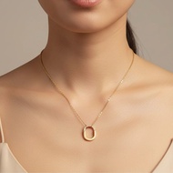 Oval Lock Necklace Women’s Gold Oval Lock Necklace with CZ Stones