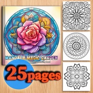 [Mandala Secret Realm] Magic Garden Coloring Book | 25 Healing Style Mandala Flower Painting | Zenta