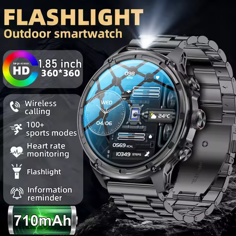 2025 Original V99 1.85-inch Ultra HD Military Outdoor Watch Bluetooth Call 710Mah Large Battery Men 