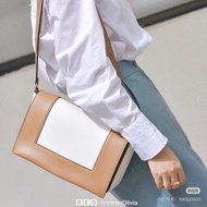 Celine Frame拼色豆腐包 棕色拼白 金扣25*16*10 98新配件塵袋